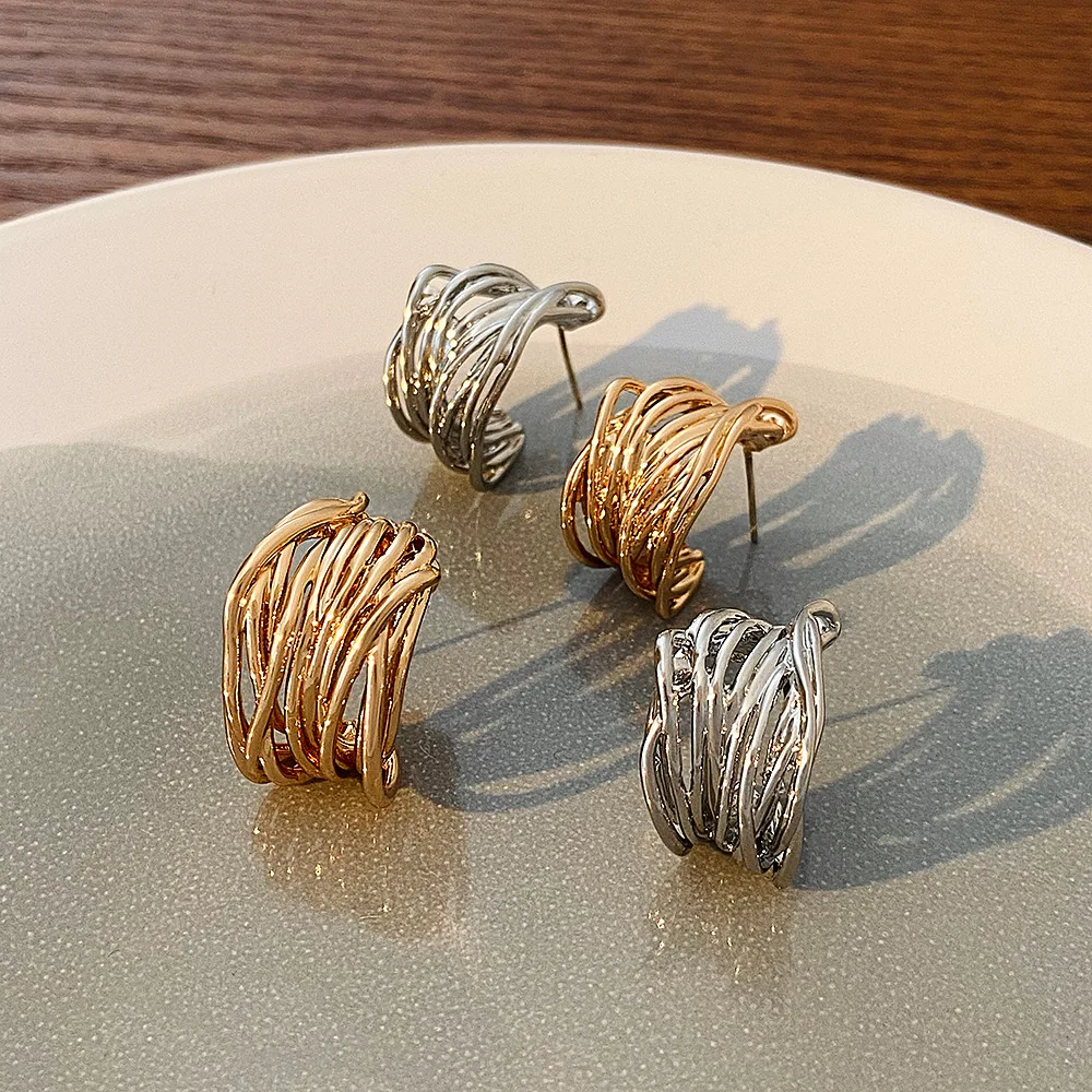 Bold Gold Geometric Hoop Earrings 3 Bold Gold Geometric Hoop Earrings - Image 3