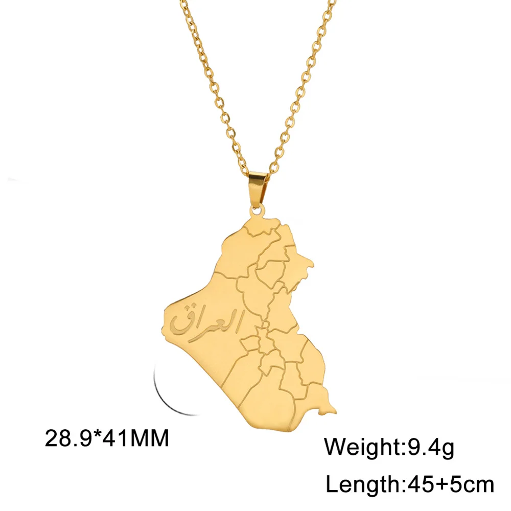 Stainless Steel Iraq Map Pendant Necklace 8 Stainless Steel Iraq Map Pendant Necklace - Image 8