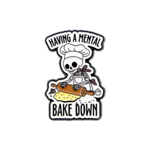 Whimsical Skull Quote Mental Brooch