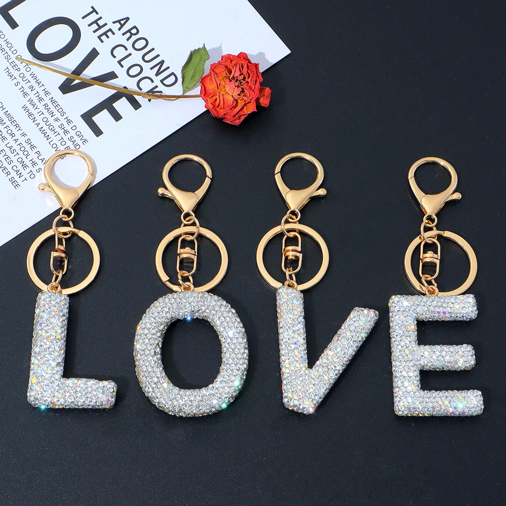 Sparkling Rhinestone Letter Keychain for Bags 5 Sparkling Rhinestone Letter Keychain for Bags - Image 5