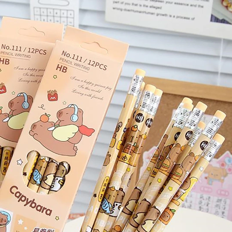 Cute Capybara Wooden Pencil Set with Erasers 4 Cute Capybara Wooden Pencil Set with Erasers - Image 4