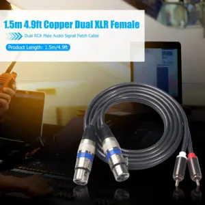 Dual 3pin XLR to RCA Audio Cable, 1.5M 8 S5eabb8171c584ad2b28a661bad0b73382