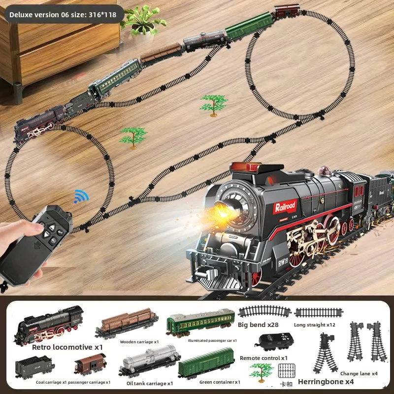 Retro Steam Locomotive Model RC Train Set 8 Retro Steam Locomotive Model RC Train Set - Image 8