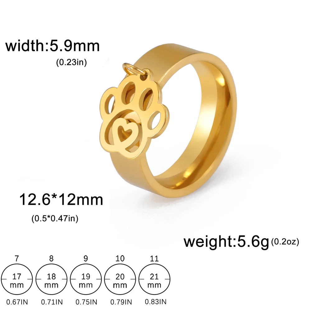 Stainless Steel Pet Lover Ring with Paw Prints 7 Stainless Steel Pet Lover Ring with Paw Prints - Image 7