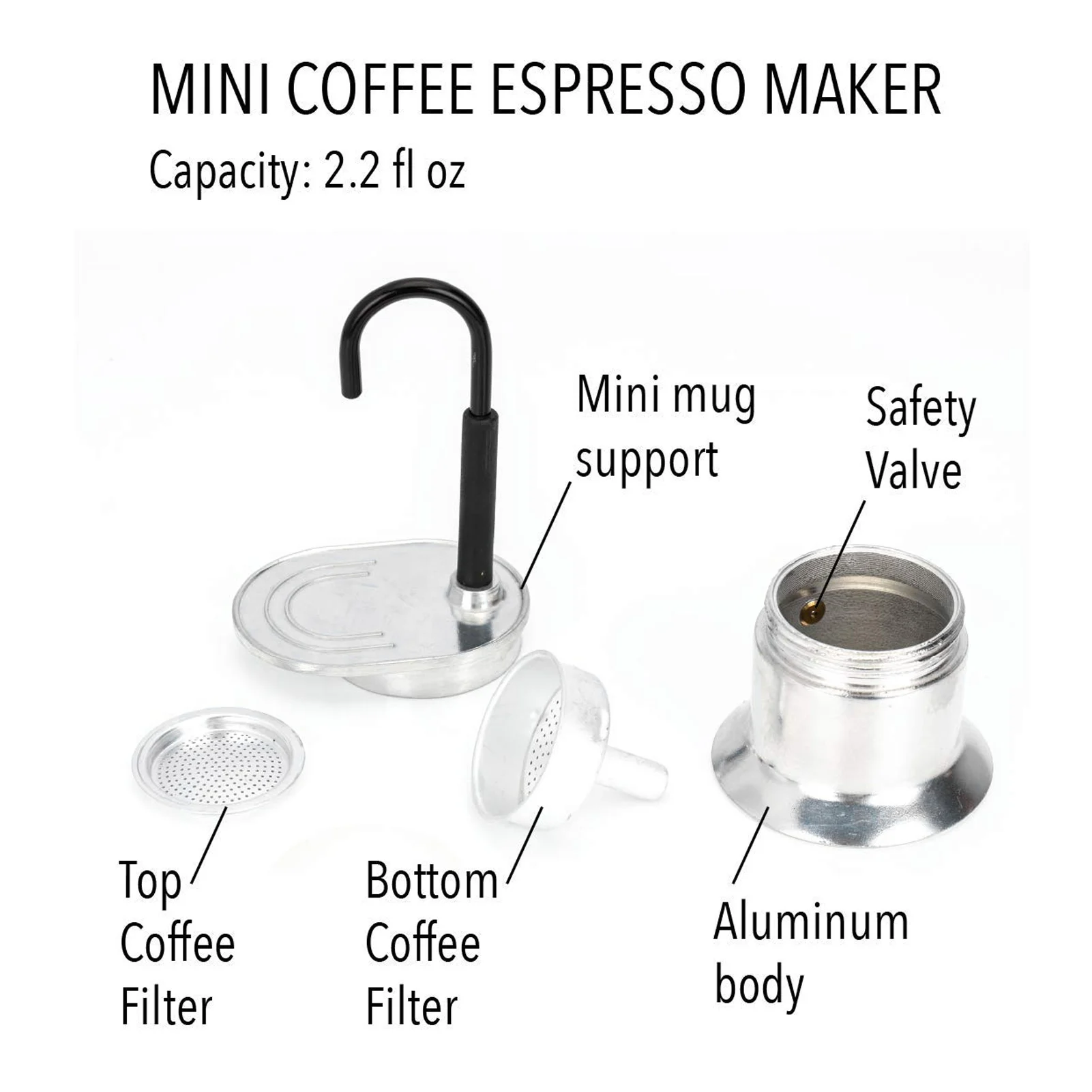 Silver Portable Moka Coffee Maker 50ml 4 Silver Portable Moka Coffee Maker 50ml - Image 4