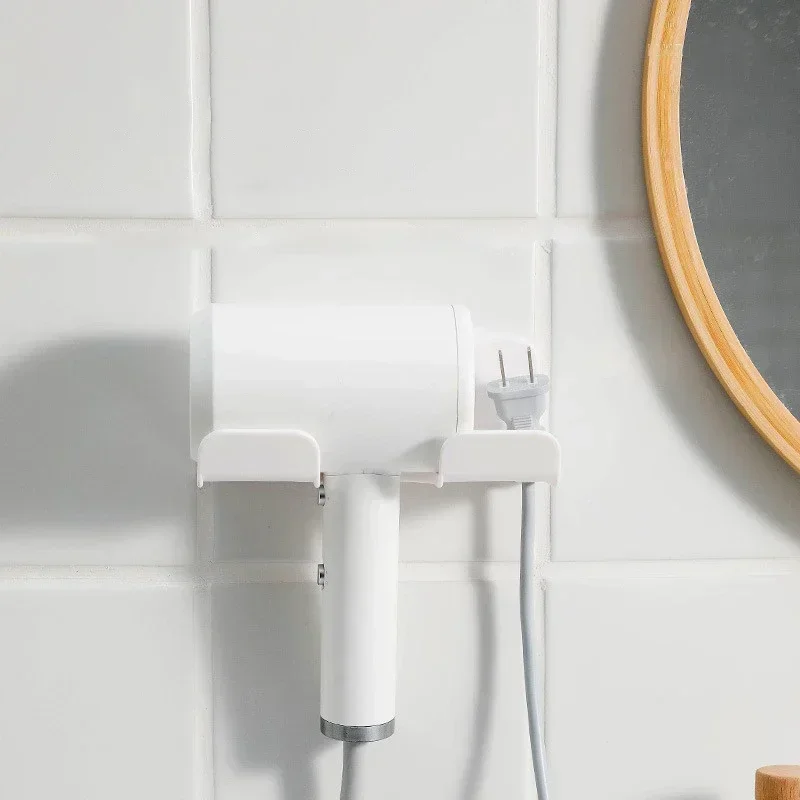 Wall-Mounted Hair Dryer Holder in Black or White 3 Wall-Mounted Hair Dryer Holder in Black or White - Image 3