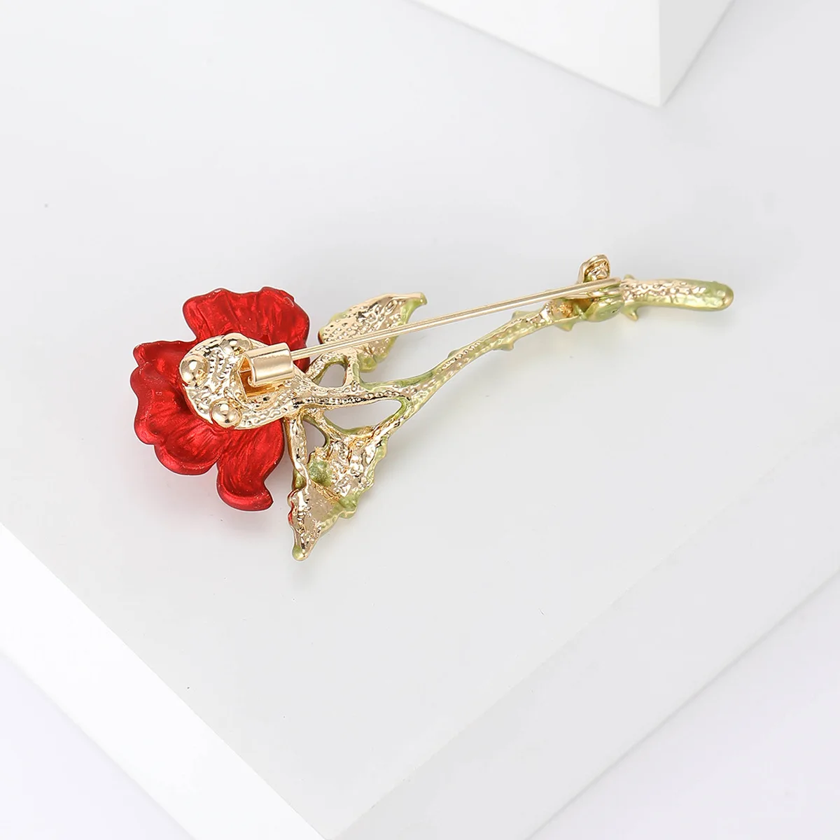 Red Rose Brooch with Vintage Details 2 Red Rose Brooch with Vintage Details - Image 2