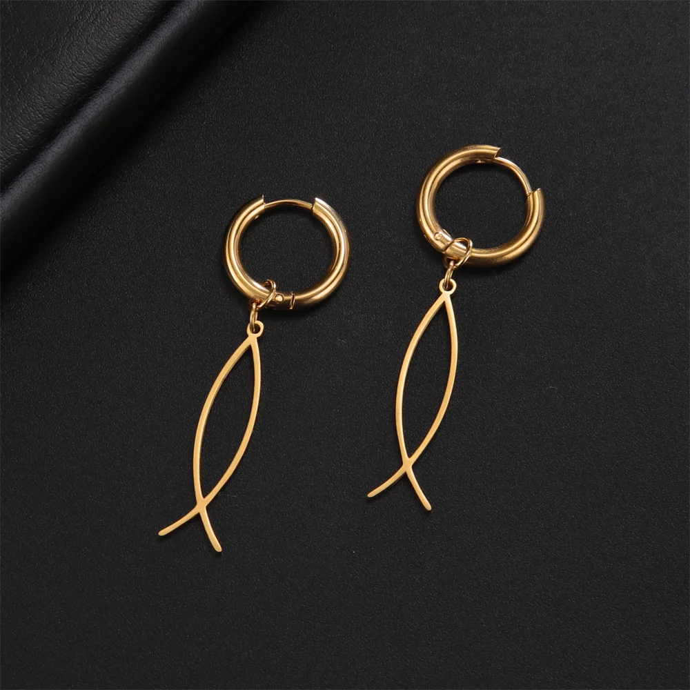 Stainless Steel Ichthys Jesus Fish Earrings 4 Stainless Steel Ichthys Jesus Fish Earrings - Image 4