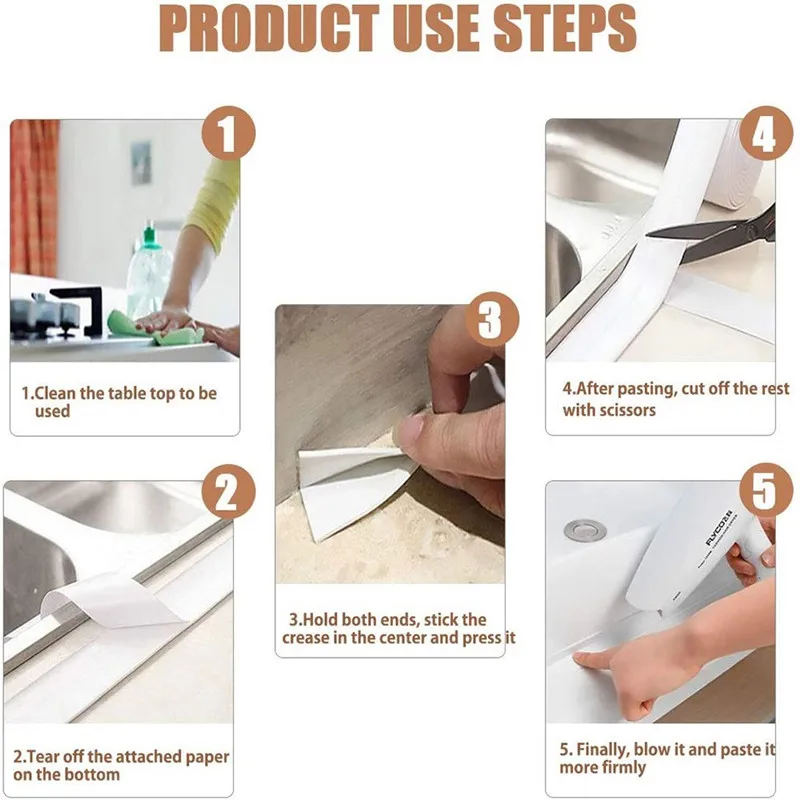Flexible PVC Sealing Strip Tape for Bathrooms 5 Flexible PVC Sealing Strip Tape for Bathrooms - Image 5