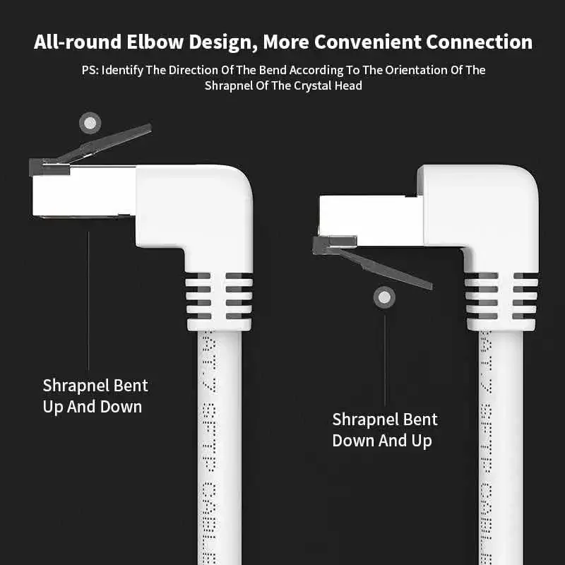 White RJ45 CAT7 Network Connector Cable with Elbow 5 White RJ45 CAT7 Network Connector Cable with Elbow - Image 5