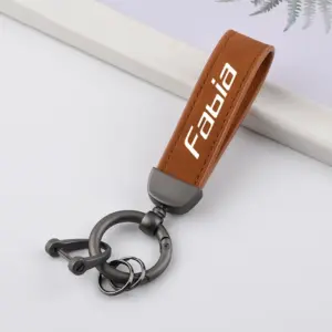 Skoda Fabia Leather Keychain in Stainless Steel 9 S60a96e83102d4b71be732683b2075549y