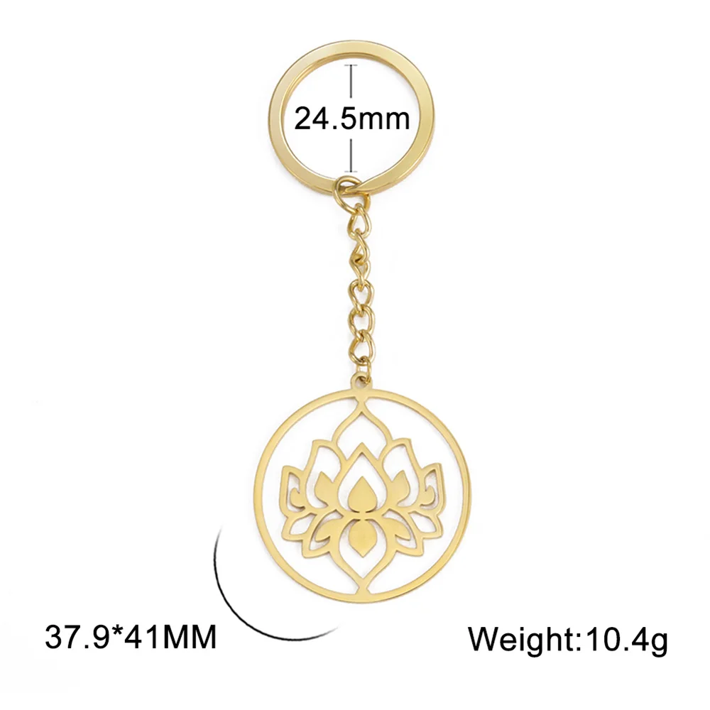 Stainless Steel Lotus Keychain for Spiritual Symbolism 5 Stainless Steel Lotus Keychain for Spiritual Symbolism - Image 5