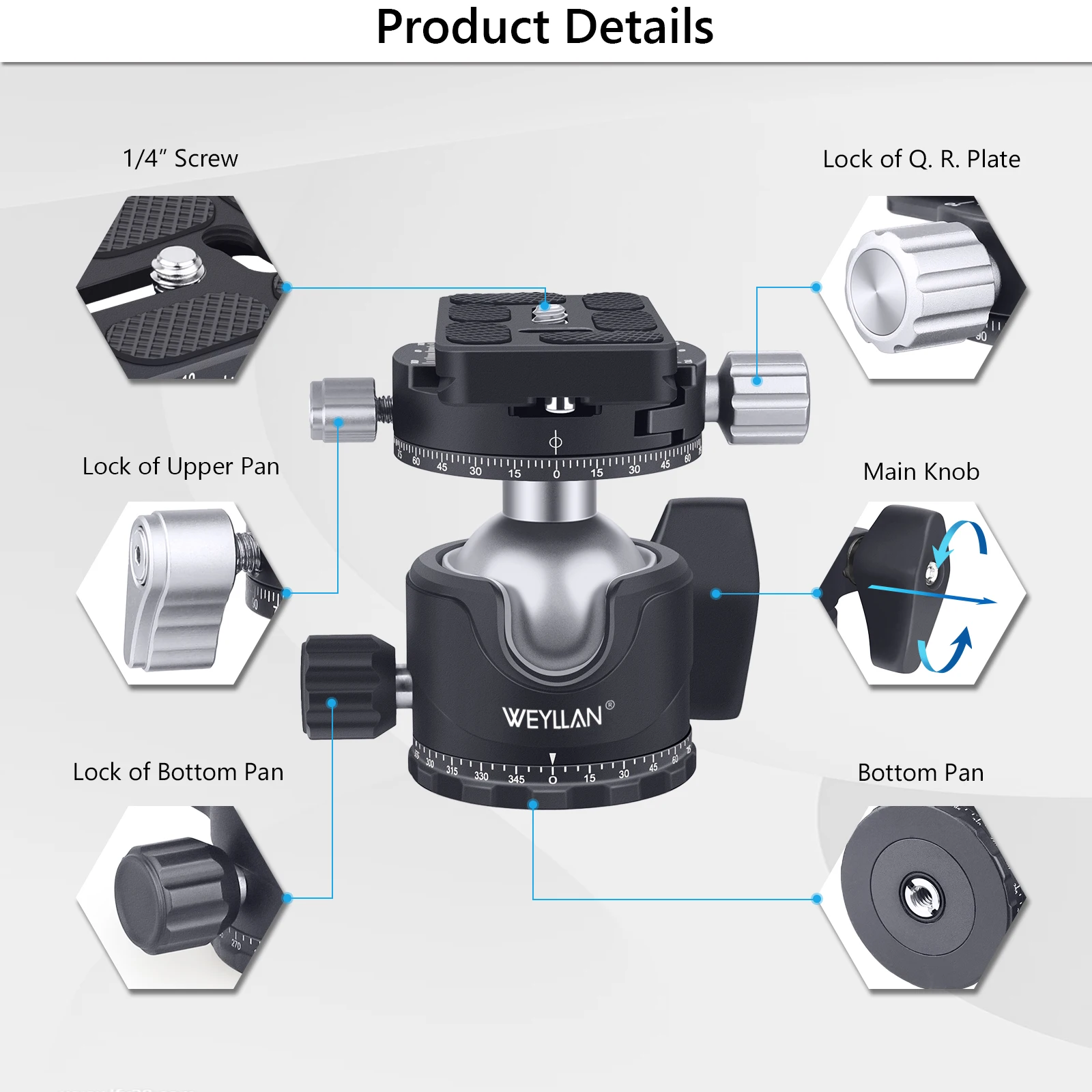 WEYLLAN EH36R Tripod Head for Precision Photography 6 WEYLLAN EH36R Tripod Head for Precision Photography - Image 6