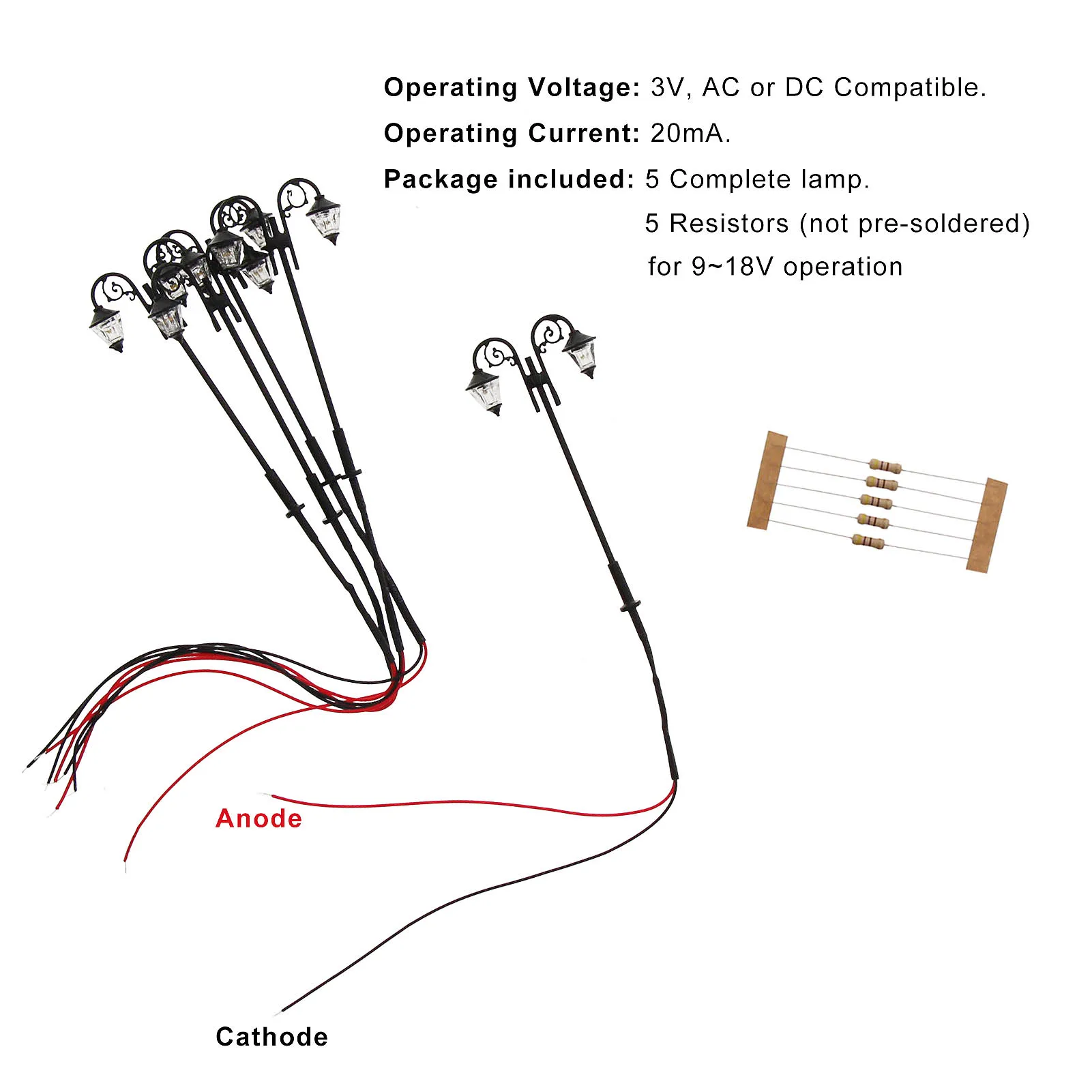 HO Vintage Street Lamp Set with LED Lighting 2 HO Vintage Street Lamp Set with LED Lighting - Image 2