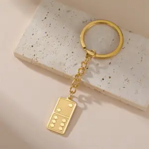 Stainless Steel Domino Keychain in Gold/Silver 8 S62a0cc9c1c8c4e7f85ee06482898ac0cJ