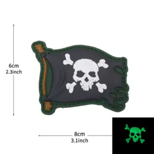 Rugged Glow-in-Dark Pirate Skull Patch 7 S62ca0de4576341a4a93adb5732edad73P