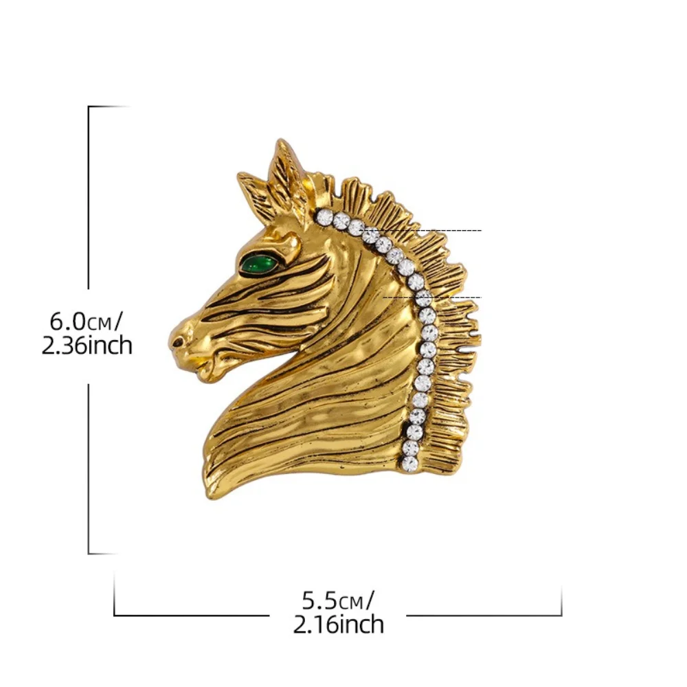 Elegant Silver Horsehead Brooch with Rhinestones 2 Elegant Silver Horsehead Brooch with Rhinestones - Image 2