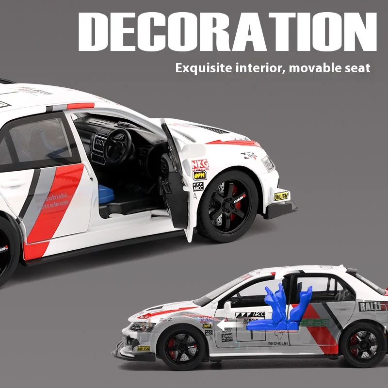 White Mitsubishi EVO 1:32 Diecast Model 5 White Mitsubishi EVO 1:32 Diecast Model - Image 5