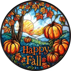 Vintage Autumn Scene Metal Sign for Cozy Decor 13 S63820a20ef9146be804b3a54c7a07ef7y