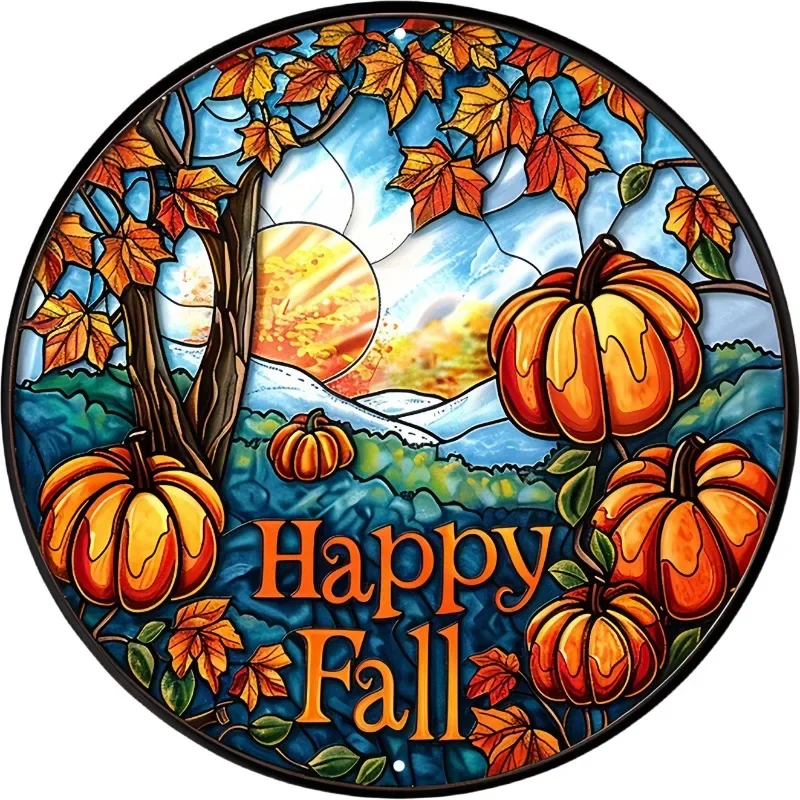 Vintage Autumn Scene Metal Sign for Cozy Decor 4 Vintage Autumn Scene Metal Sign for Cozy Decor - Image 4