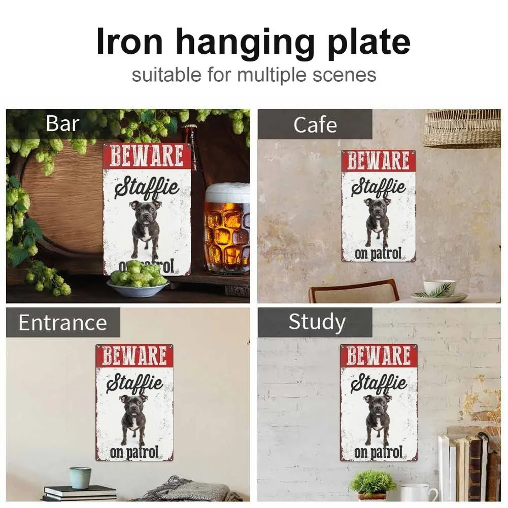 Vintage Staffordshire Bull Terrier Warning Sign 3 Vintage Staffordshire Bull Terrier Warning Sign - Image 3