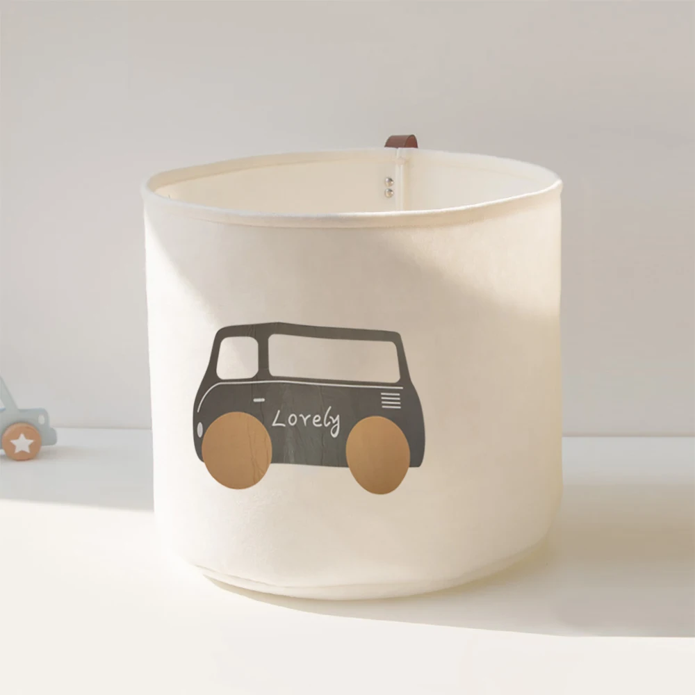 Foldable Cotton Toy Storage Basket with Animal Prints 6 Foldable Cotton Toy Storage Basket with Animal Prints - Image 6