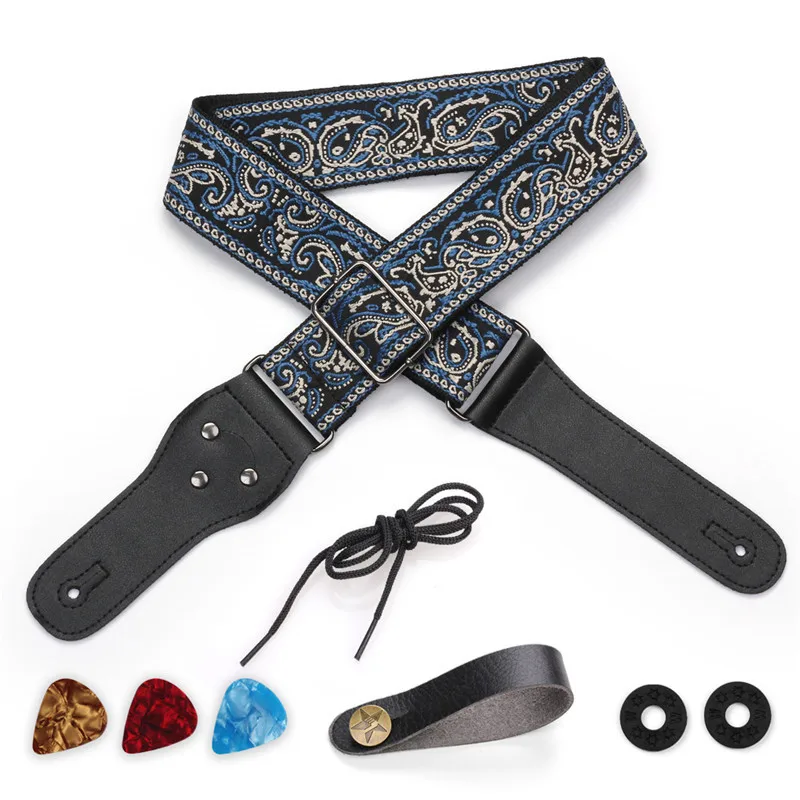 Embroidered Guitar Strap with Paisley Design 7 Embroidered Guitar Strap with Paisley Design - Image 7
