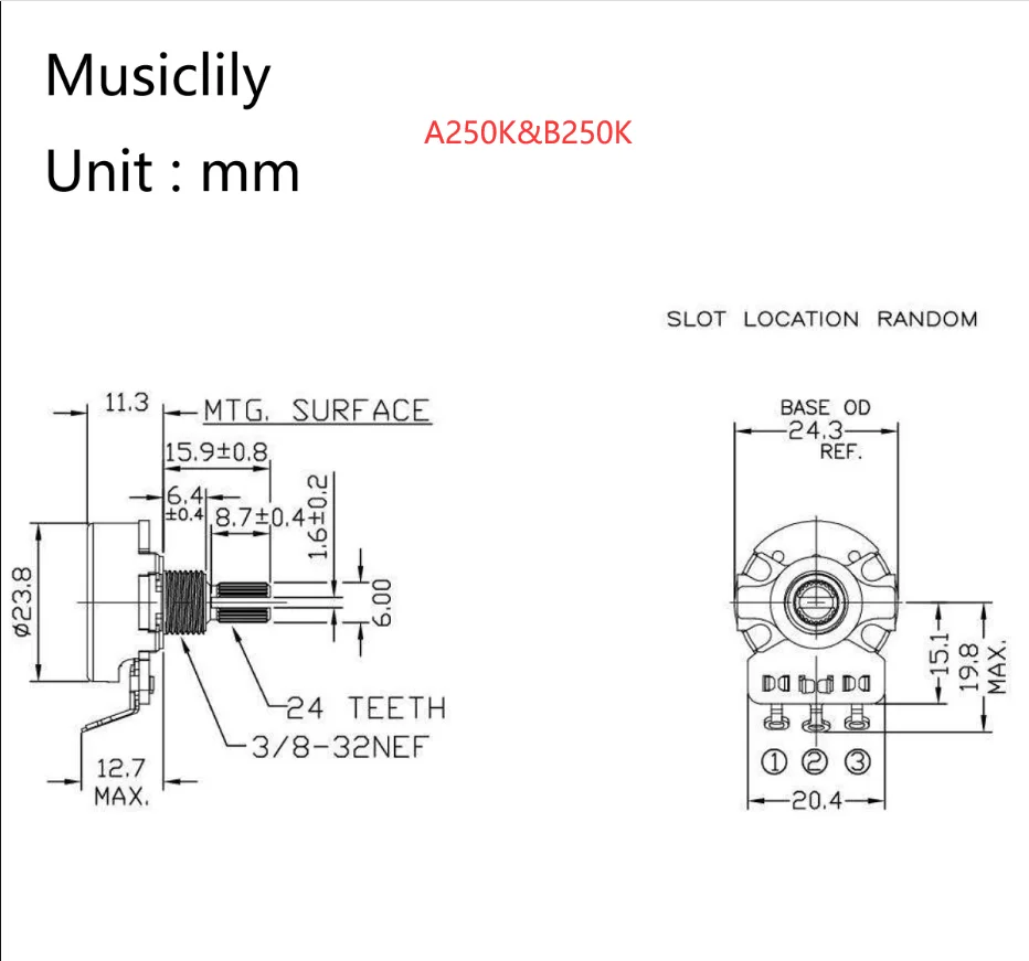 CTS 450 Series Guitar Potentiometer Set 4 CTS 450 Series Guitar Potentiometer Set - Image 4