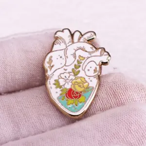 Flower Heart Copper Pin with Floral Accents 7 S642222c14cce424d8bd640d586253fe5t