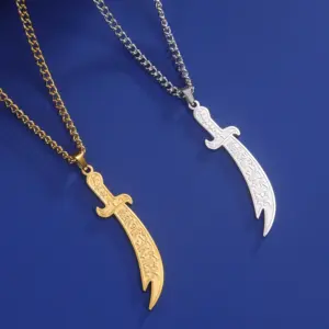 Stainless Steel Islamic Pendant Necklace Gold/Silver 10 S642904c9ba1c455ebb287b44fe6d3ed4f