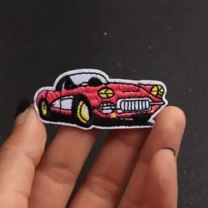 Vibrant Red Car Embroidered Patch 5.5x2.5 cm 7 S6446e79a562446fbbed3fd7c2b7592efw