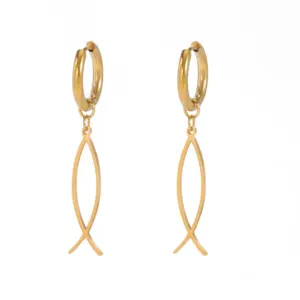 Stainless Steel Ichthys Jesus Fish Earrings 16 S647d592d6eec41739d81b573c8f8be0eW