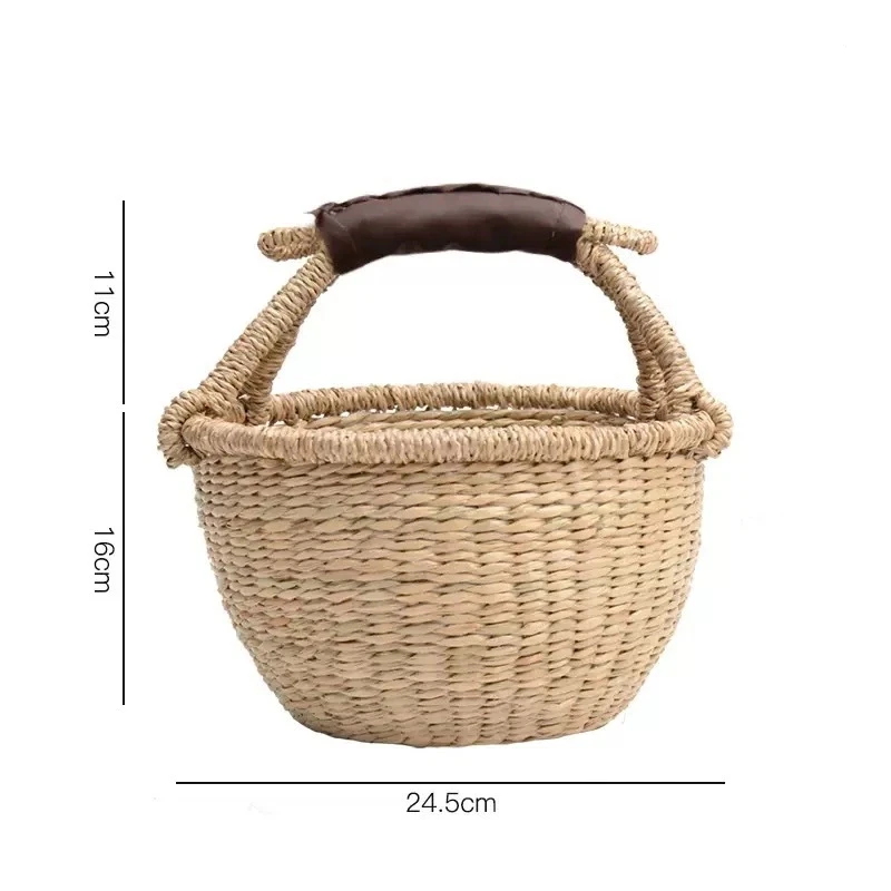 Rustic Handwoven Fruit Basket with Leather Handles 10 Rustic Handwoven Fruit Basket with Leather Handles - Image 10