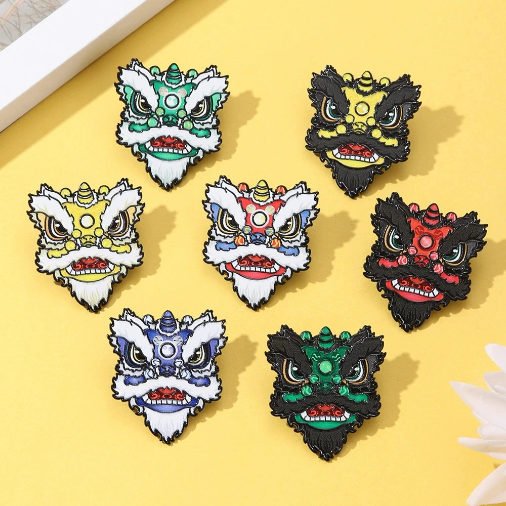 Lion Rising Brooch with Five Tiger General Design 2 Lion Rising Brooch with Five Tiger General Design - Image 2