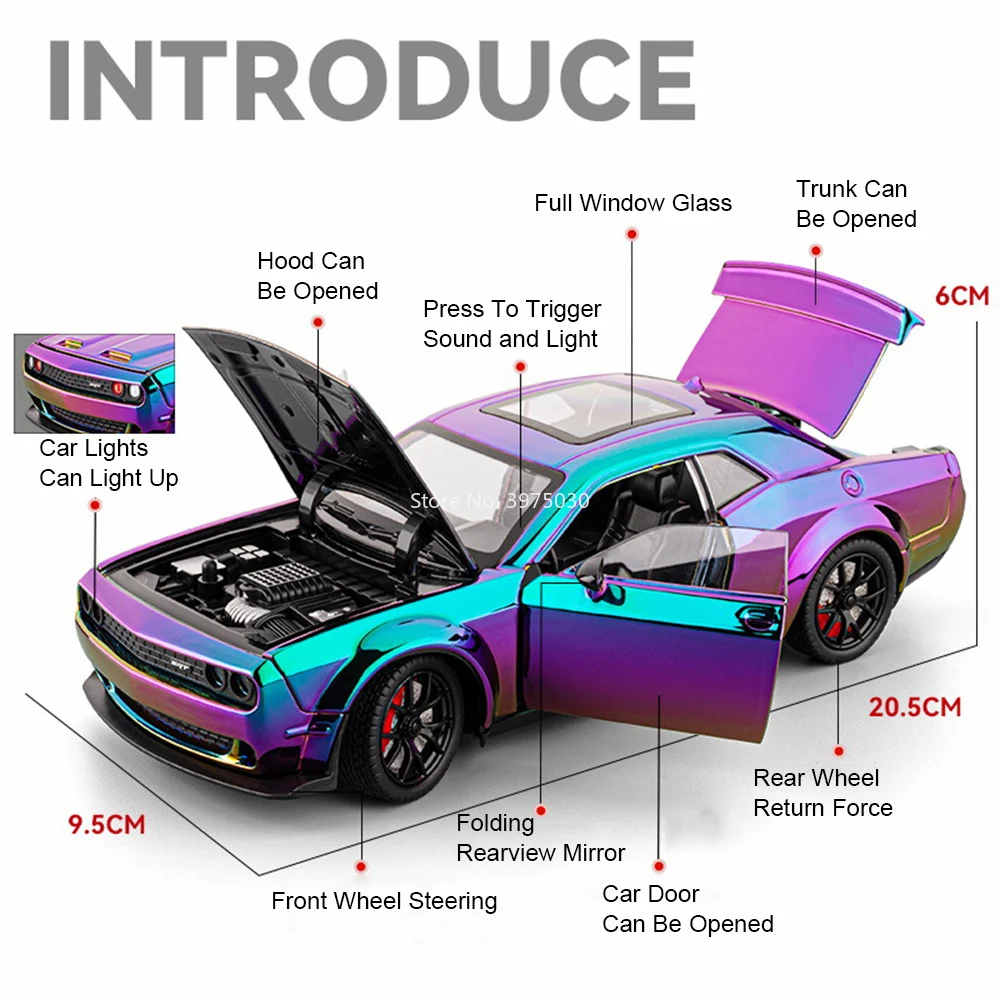 Rainbow Finish Diecast Dodge Challenger SRT Hellcat Model 2 Rainbow Finish Diecast Dodge Challenger SRT Hellcat Model - Image 2