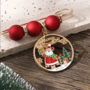 Festive Santa Brooch with Beads and Rhinestones 17 S657f1e800c974757ac645ebd1dec213ev