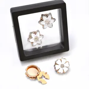 Floral Cufflinks Set with Diamond Accents