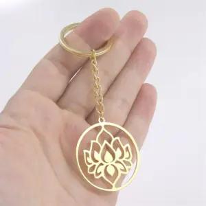 Stainless Steel Lotus Keychain for Spiritual Symbolism 12 S65a5e31bca884480a96fca588a62d8757