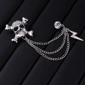 Bold Gothic Skull Brooch with Chain 11 S65e91e0200584d8abc4d5959f414ace8V