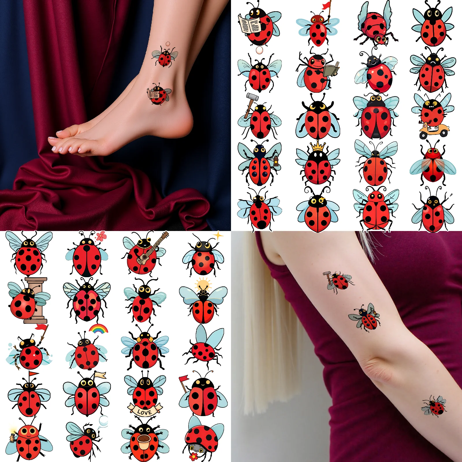 Vibrant Ladybug Temporary Tattoos (Set of 54) 2 Vibrant Ladybug Temporary Tattoos (Set of 54) - Image 2