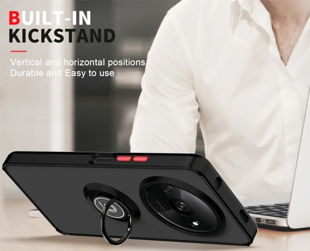 Xiaomi Redmi A3 Matte Shockproof Case with Ring Stand 4 Xiaomi Redmi A3 Matte Shockproof Case with Ring Stand - Image 4