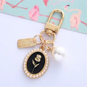 Elegant Rose Motif Keychain with Imitation Pearls 12 S6717520b78d248bd90a47e1f33a6b9c40 1