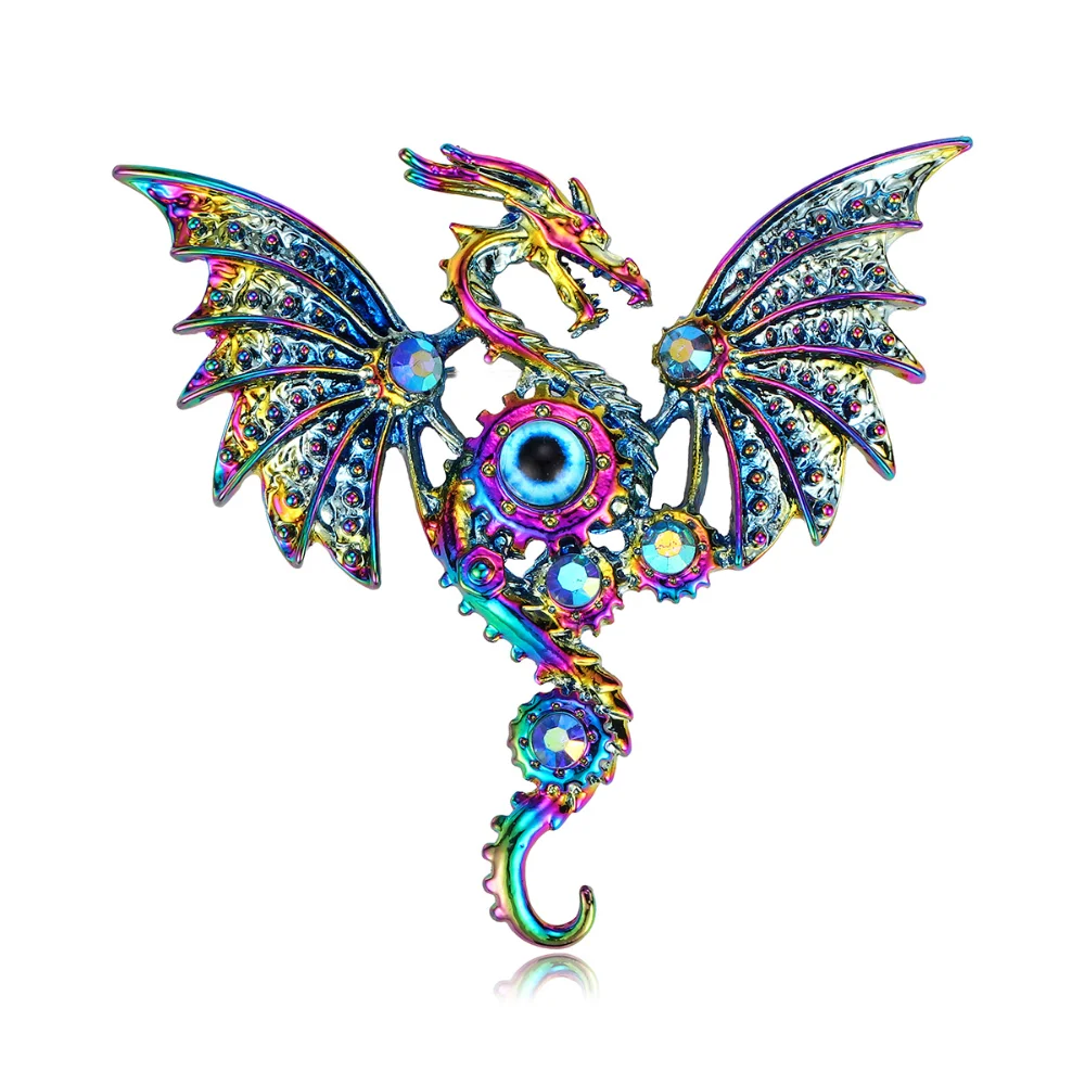Fantasy Dragon Brooch with Gem Accents 6 Fantasy Dragon Brooch with Gem Accents - Image 6
