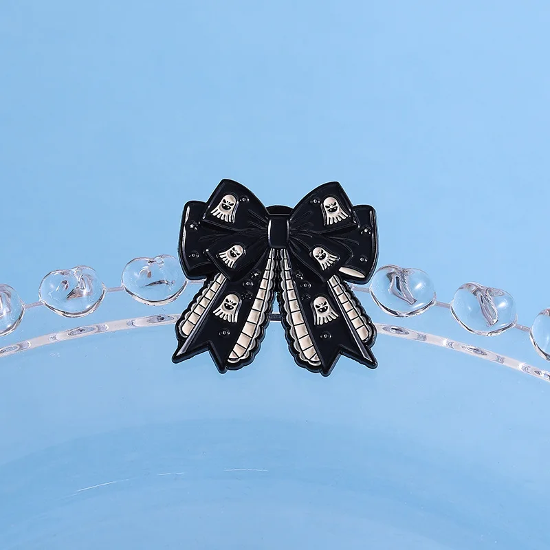 Gothic Dark Bow Brooch with Skull Motifs 5 Gothic Dark Bow Brooch with Skull Motifs - Image 5