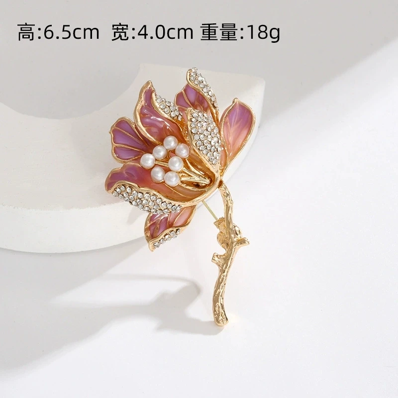Elegant Enamel Peony Flower Brooch for Women 3 Elegant Enamel Peony Flower Brooch for Women - Image 3
