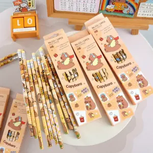 Cute Capybara Wooden Pencil Set with Erasers 7 S6868687e4c144a469a6988ca712c2aa3b
