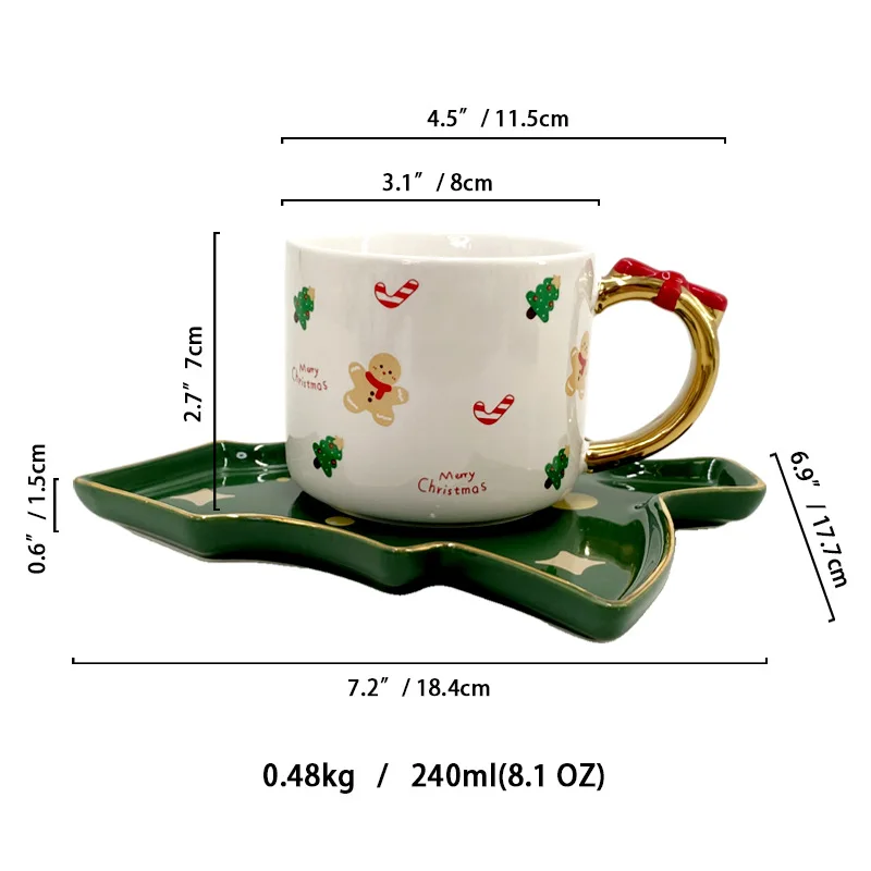 Festive Christmas Tree Ceramic Coffee Set 6 Festive Christmas Tree Ceramic Coffee Set - Image 6