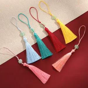 Colorful 7cm Silky Beaded Tassel for Crafts