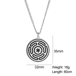 Hecate Wheel Strophalos Stainless Steel Necklace 18 S691a9d0d14e14d618d28e3eaffb9f008h