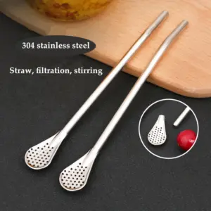 Stainless Steel Drinking Straw Spoon 17.2cm 12 S6a090cd2be0a4c099ace007ac35b431a9